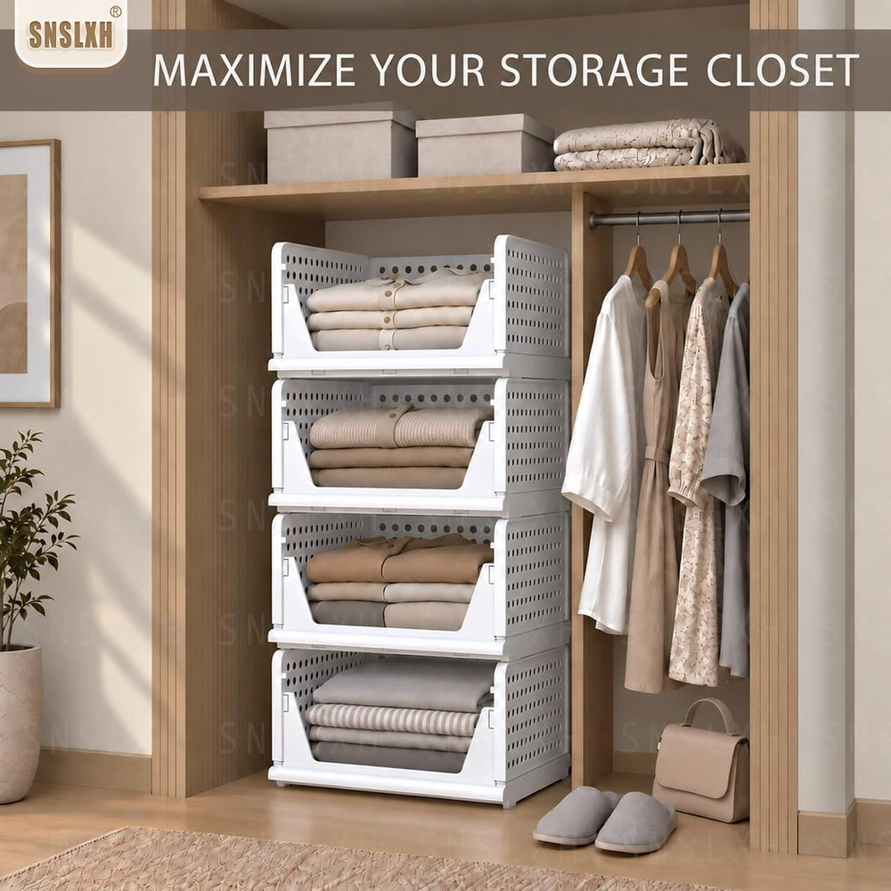 5 Pack Closet Organizers and Storage, Reinforced Stackable Closet 16.73" in