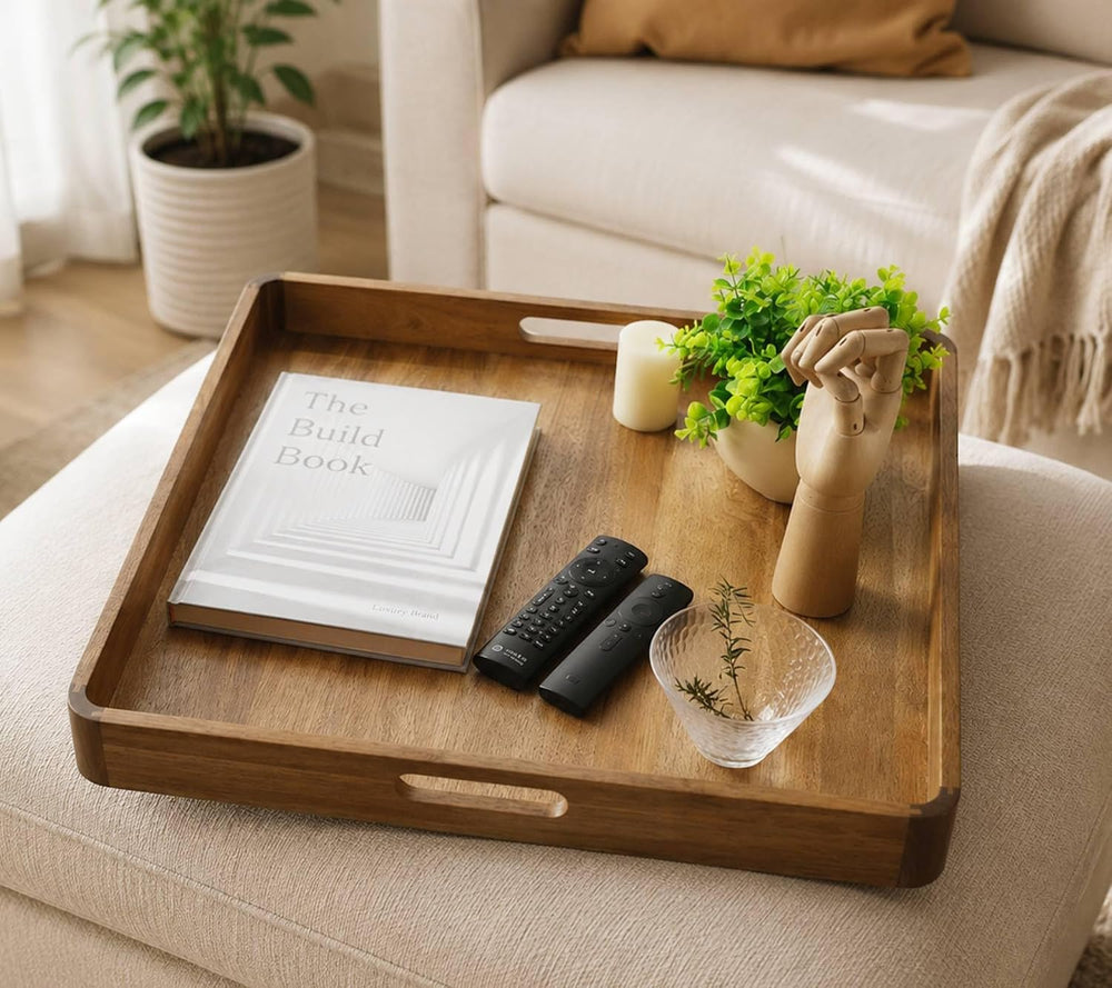 Extra Large Ottoman Tray, Big Wooden Serving Trays, Rectangle