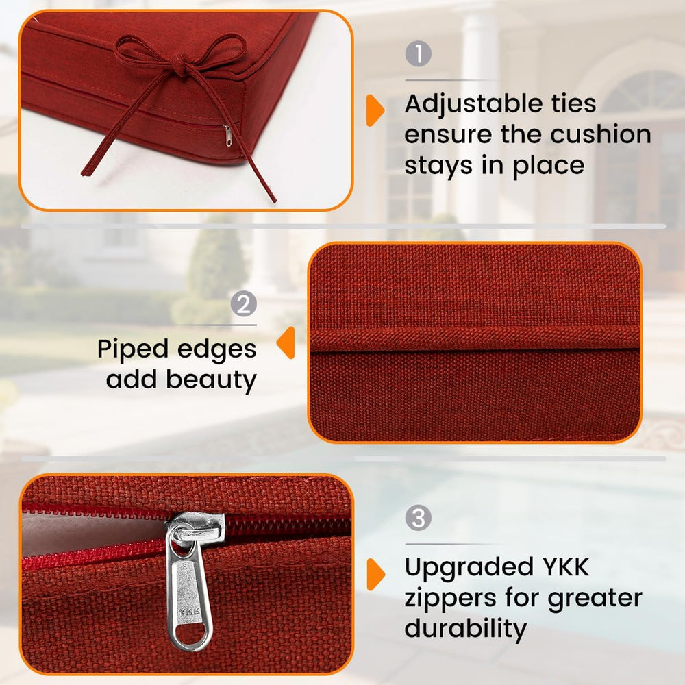 Olefin Deep Seat Cushion, Water Resistant Patio Cushion Red 24x24x4