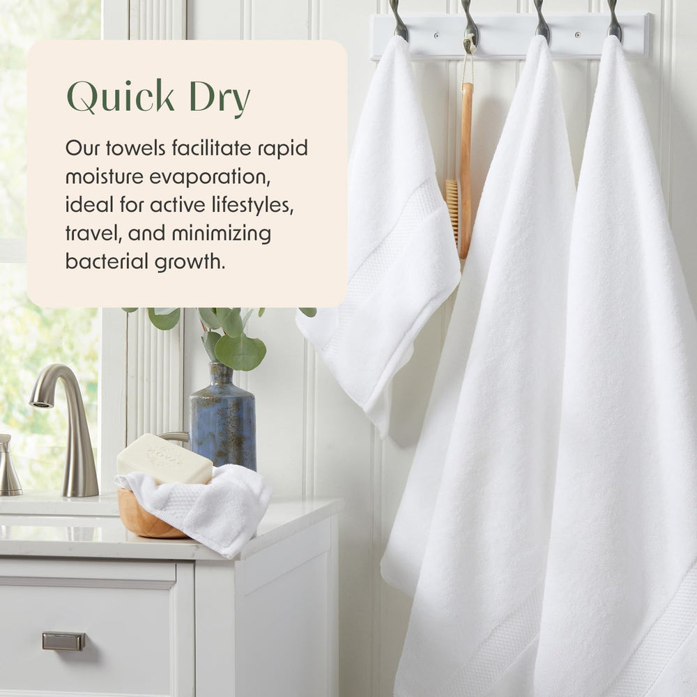 100% Cotton Luxury Hotel Bath Towel Set | 4-Pack | White