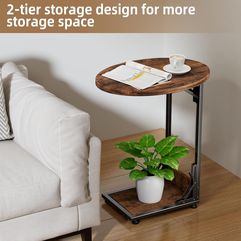 Elbourn Folding Side Table End Couch Tables,Metal Frame C-Shaped TV Stand for...