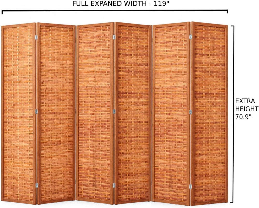 JOSTYLE Bamboo Room Divider, 6-Panel Folding Privacy Screen, 6ft Tall