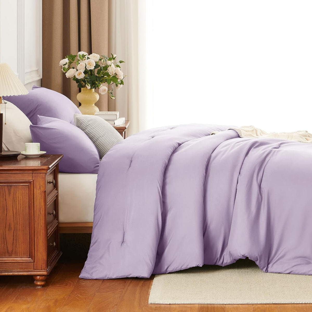 himeet full size comforter sets, 3 pieces with, front angle view