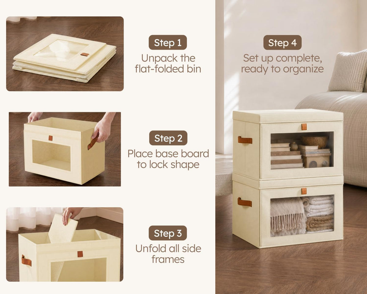 homsorout storage bins with lids - closet organizer on a desk or shelf