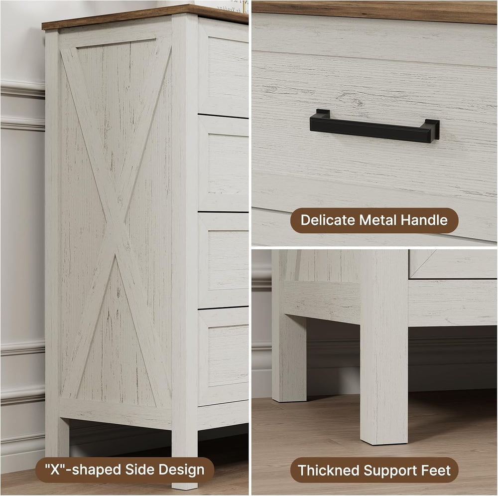 LYNSOM Farmhouse 8 Drawer Dresser for Bedroom, 55 Inch Wide Wood Rustic Chest...