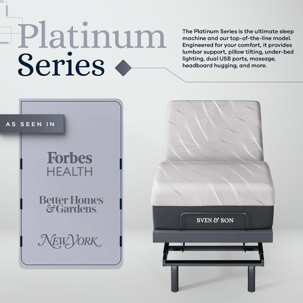 Sven & Son Platinum Adjustable Bed Base Frame + 12 inch Memory Foam Matt ...