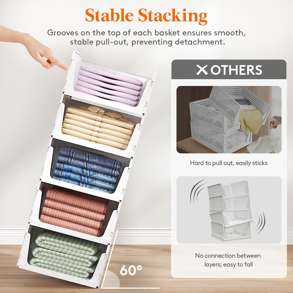 Lifewit 6 Pack Stacking Closet Organizers Shelf for Clothes 14" Depth