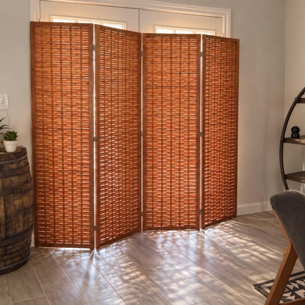 JOSTYLE Bamboo Room Divider, 6-Panel Folding Privacy Screen, 6ft Tall