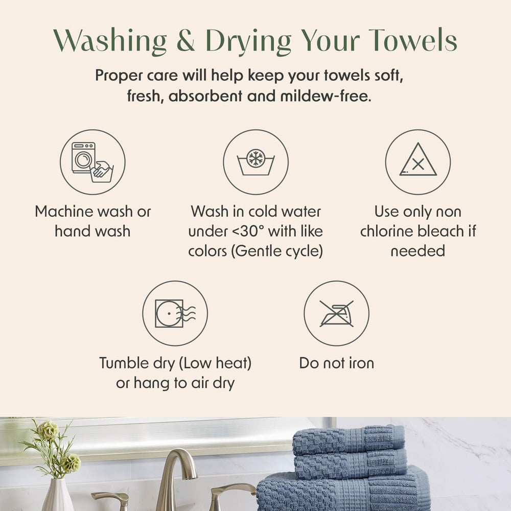 4 Pack 100% Cotton Bath Towels | Blue Towels | Oeko‑TEX Standard 100 | Soft &...