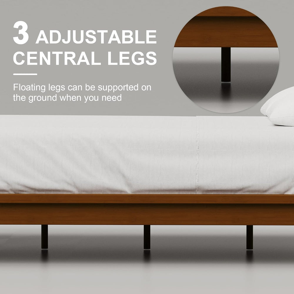 Dolonm Bamboo Platform Bed Frame Full Size, Mid-Century Modern Bed Frame, Flo...