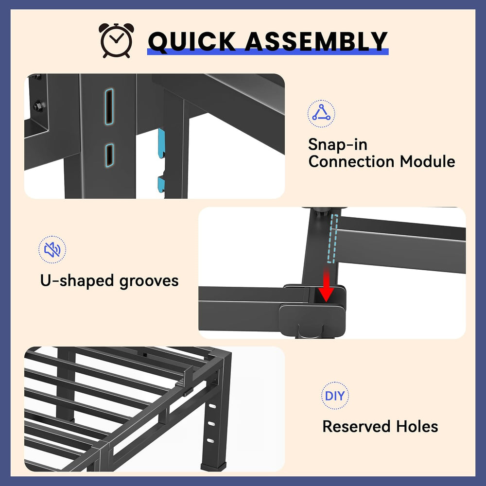 Bed Frame Queen Size 24 Inch Tall,Double Layer Heavy Duty Metal Platform