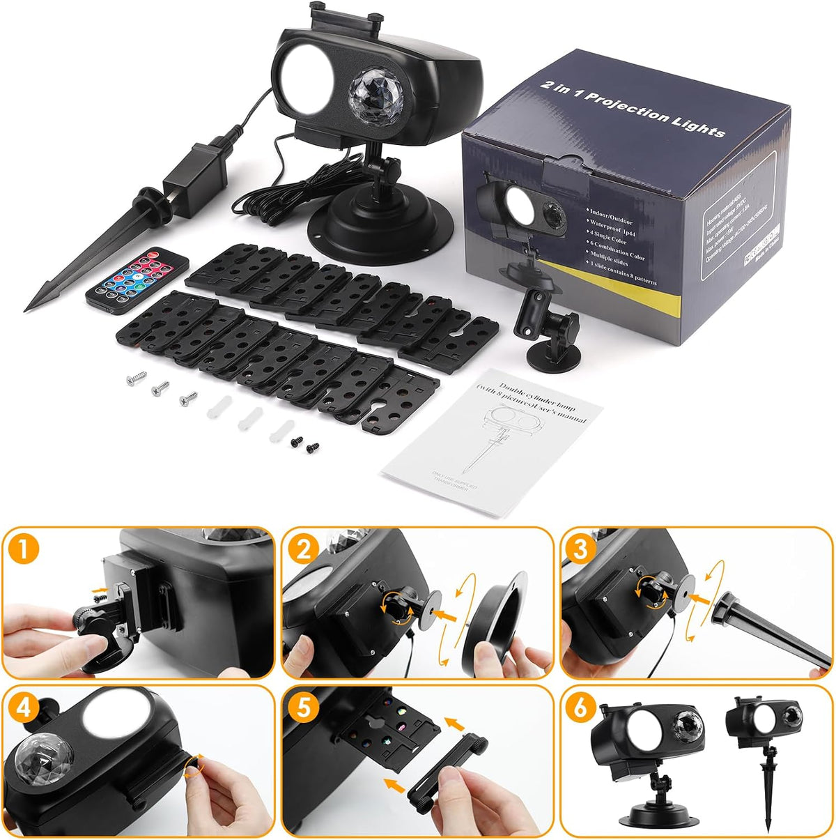 Halloween Christmas Outdoor Projector Lights with 14 HD Replaceable Slides with Remote Control Waterproof Outdoor Indoor Xmas Theme Party Yard Garden Decoration
