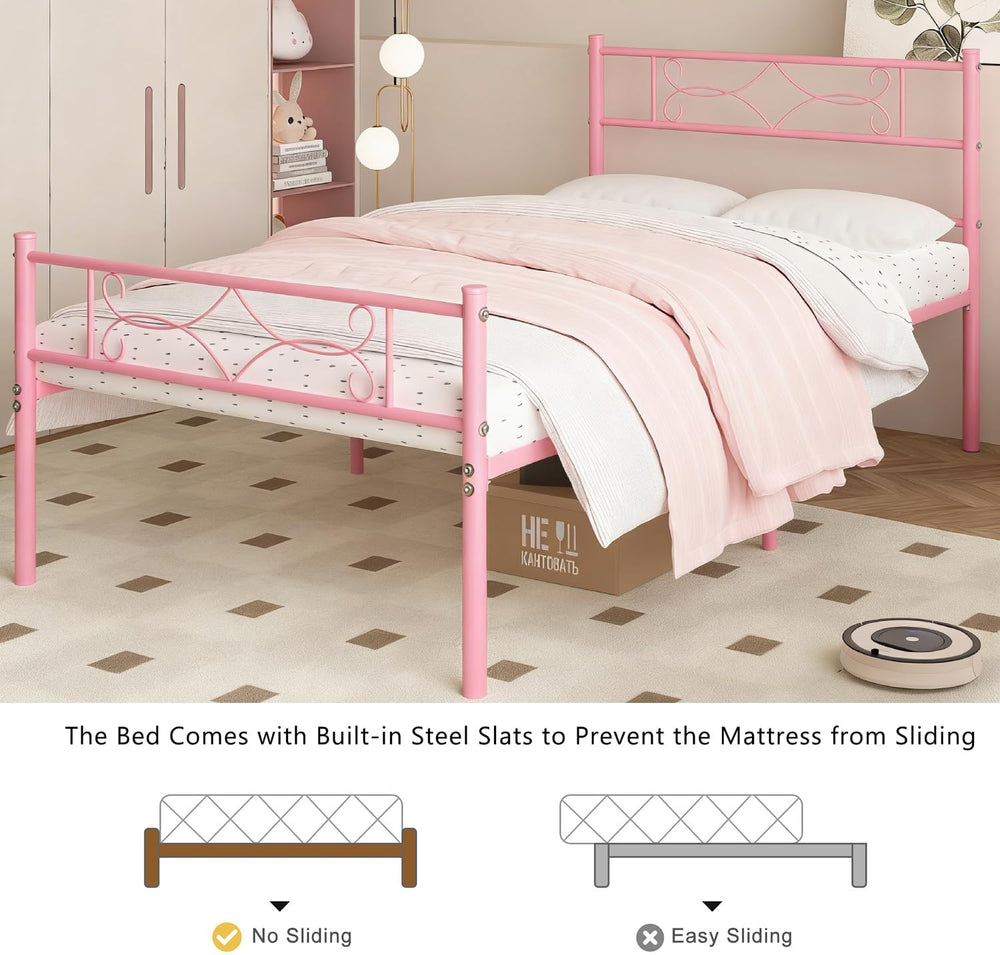 VECELO 14" Twin Size Bed Frame Set of 2,Twin Metal Platform Bed Frame wi...