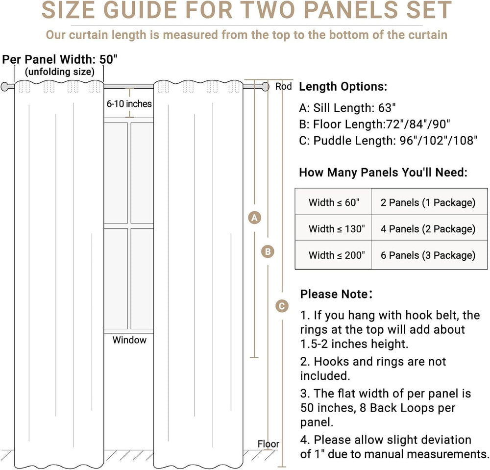 Linen Textured Total Blackout Curtains for Bedroom 102 Inches Long, Oatmeal