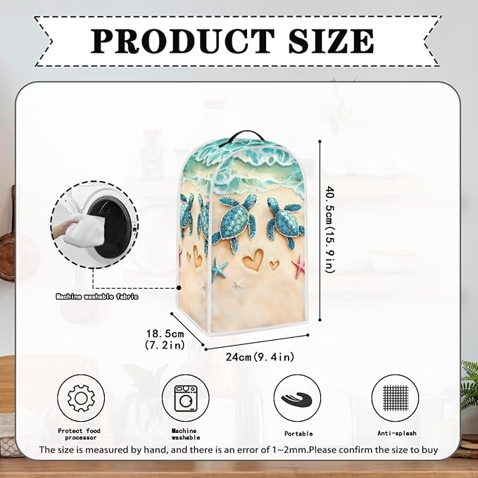 Talayituse Beach Turtle Starfish Heart Print Blender Dust Cover, Fingerprint - Image 6