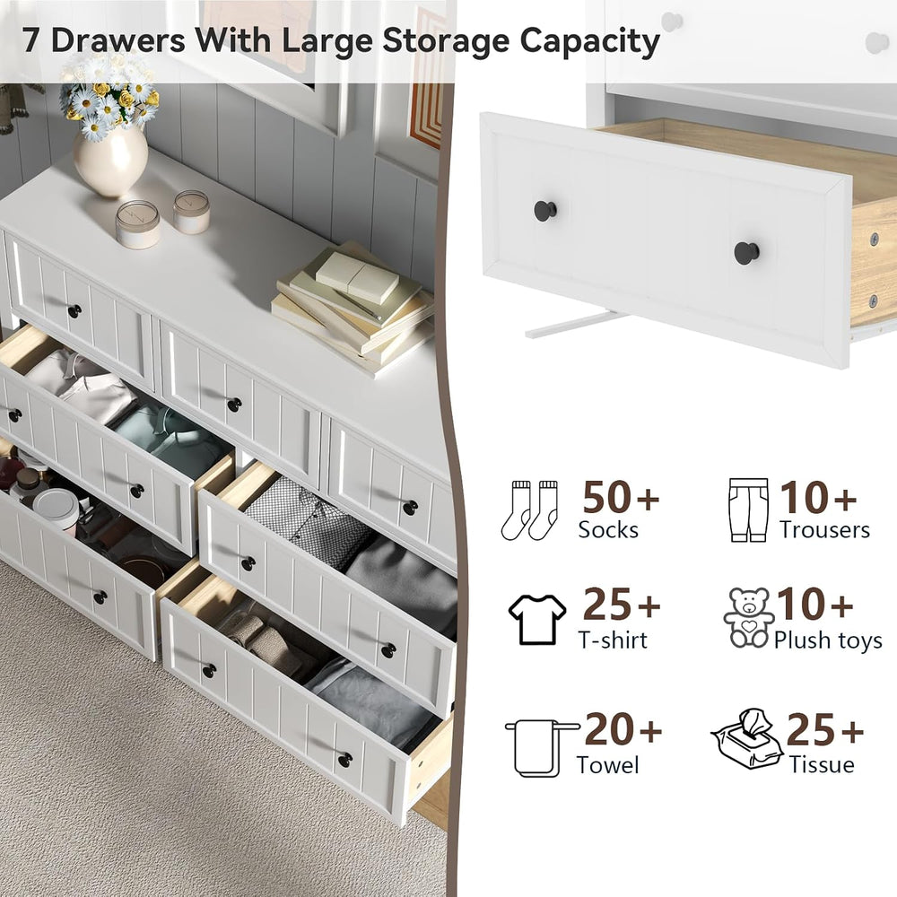 Farmhouse 10 Drawers Dresser for Bedroom, White Dresser Chest of Drawers
