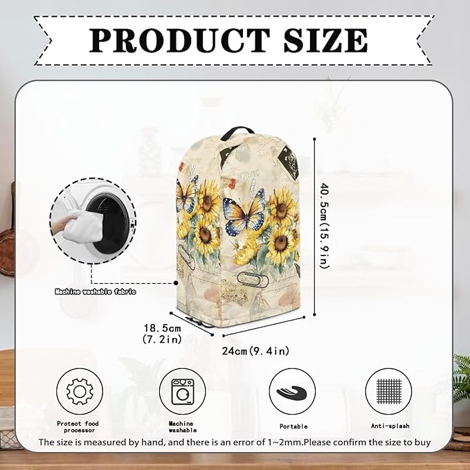 Sunflower Butterfly Print Blender Dust Cover - Image 6