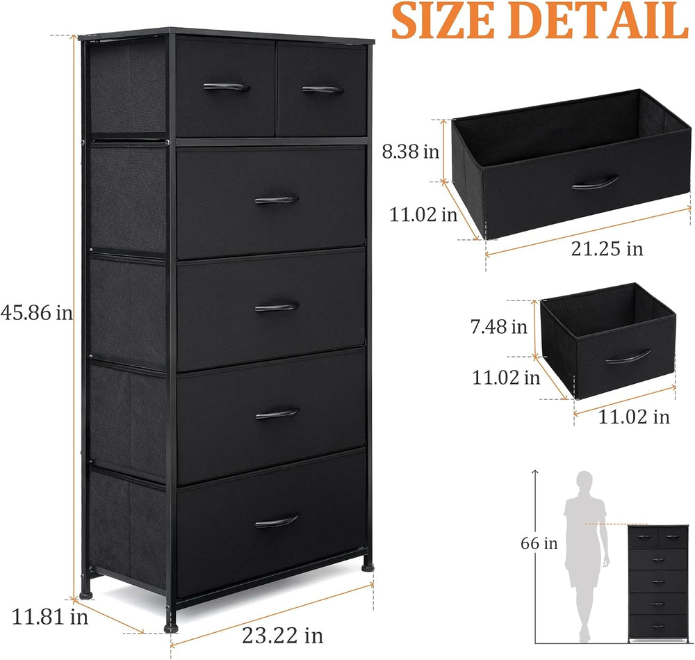 Tall Dresser for Bedroom, Fabric Storage Tower with 6 Drawers