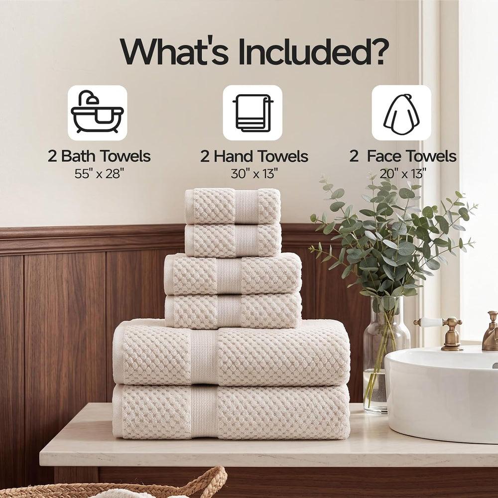 ecolook 6-Piece Towel Set, 100% Cotton