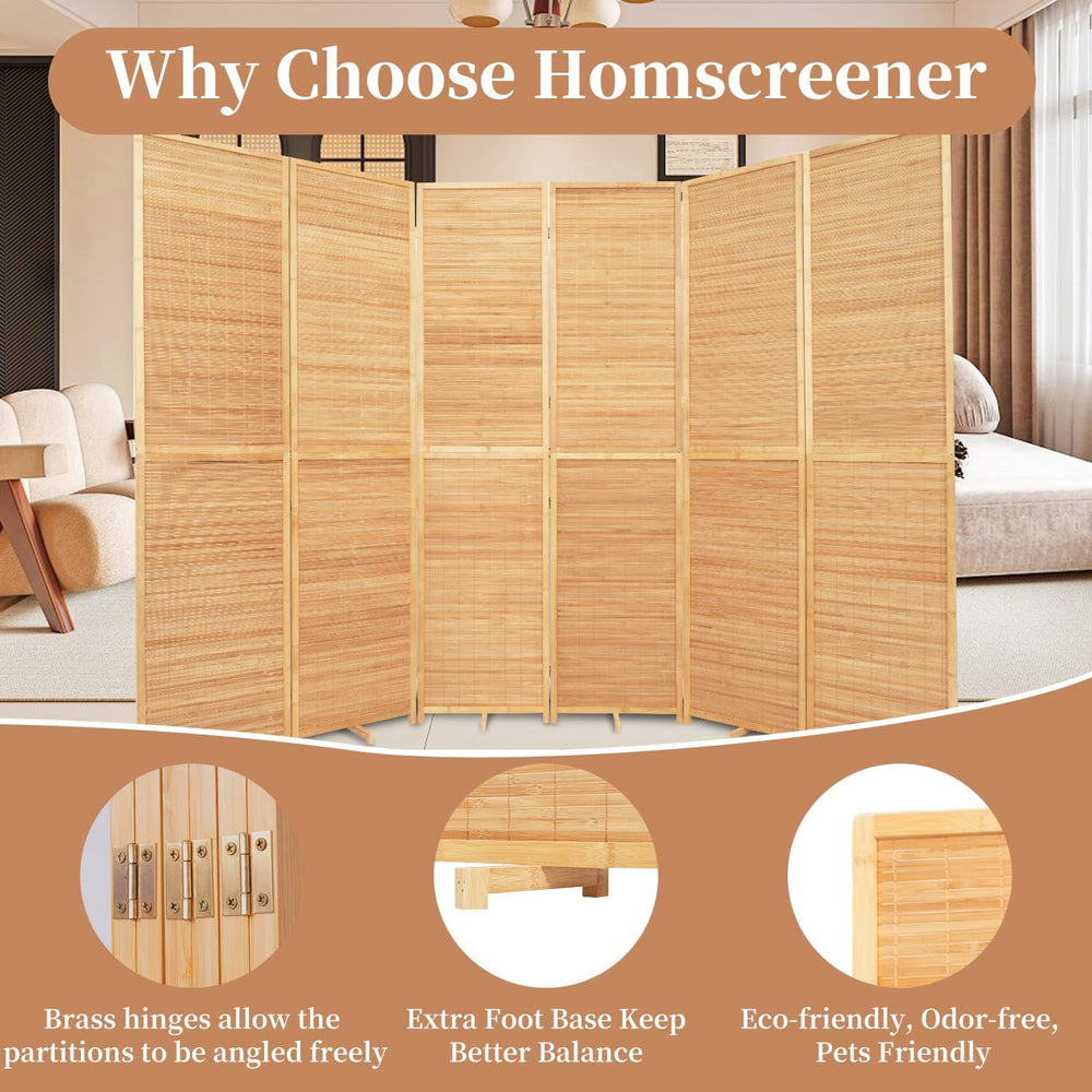 Room Divider Folding Privacy Screens,Hand-Made Natural Bamboo Room Dividers