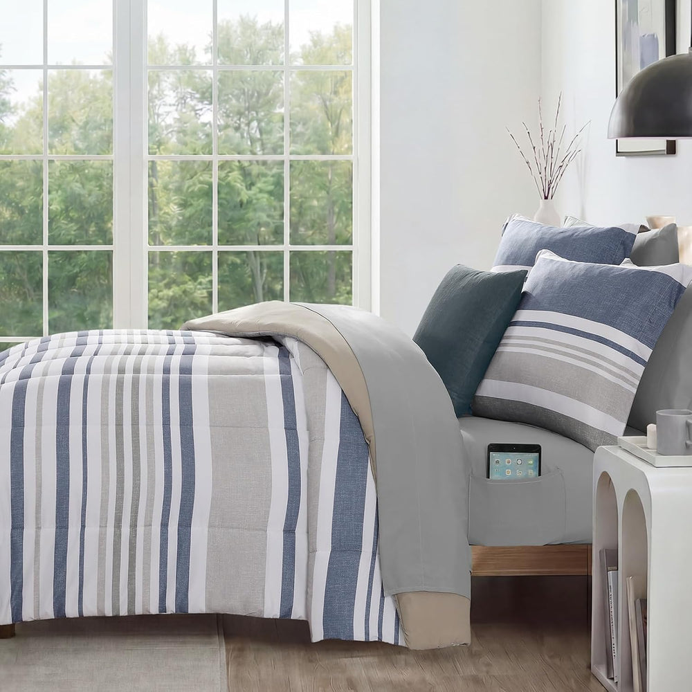 Monbix Full Size Comforter Sets - 7 Pieces Bed in a Bag Full Bedding Set
