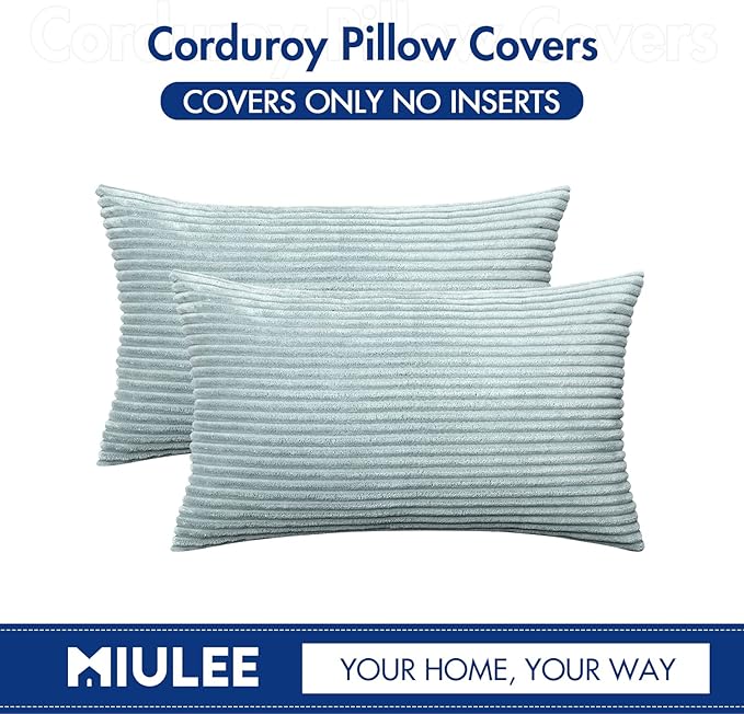 MIULEE Pack of 2 Corduroy Pillow Covers 12 x 20 Inch Lumbar Throw Pillow Covers - Image 6