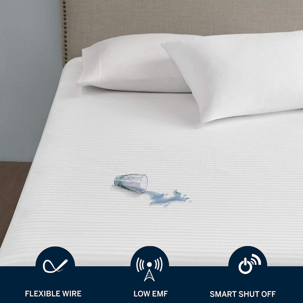 Serta Waterproof Heated Mattress Pad with Deep Pocket,Dual Controller Queen