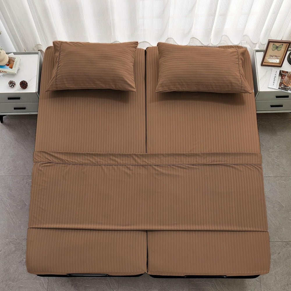 Kingnex Striped Split California King Sheets Sets for Adjustable Bed with Dee...