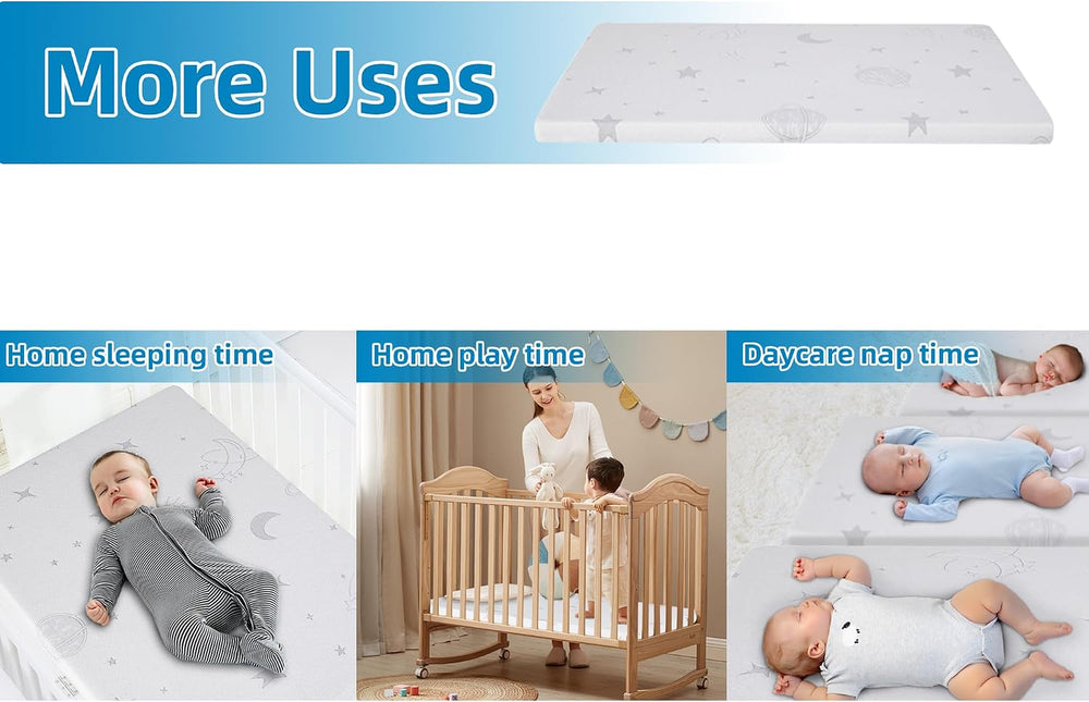 Pack and Play Mattress Pad 38"x26"x1.5", Breathable Hypoallerg...
