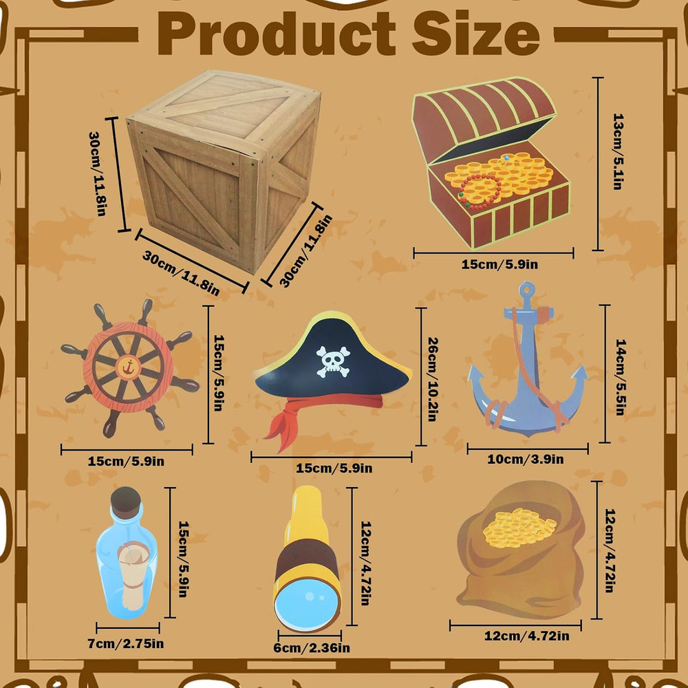 32 Pcs Pirate Party Decorations Imitation Treasure Wooden Boxes Pirate Fishin...