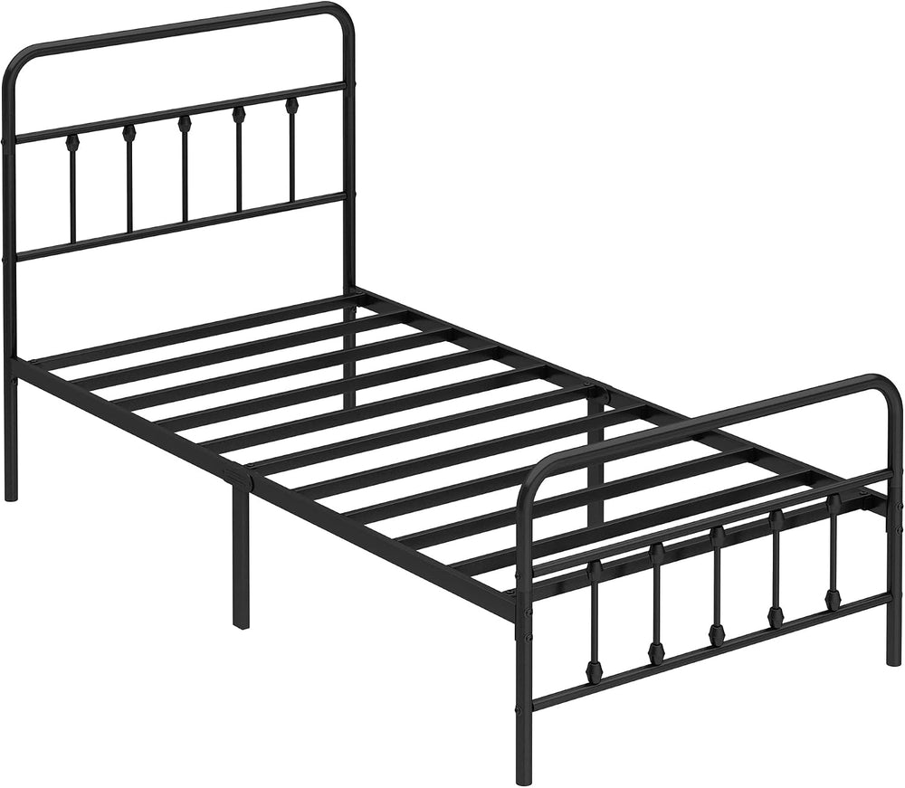 Twin Size Metal Bed Frame with Headboard and Footboard,Black