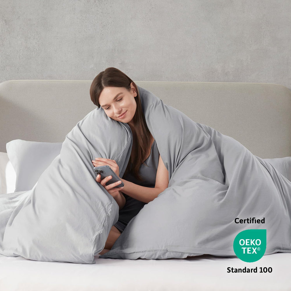 Nestl Light Grey Duvet Cover King Size - Soft Double Brushed King Duvet Cover...