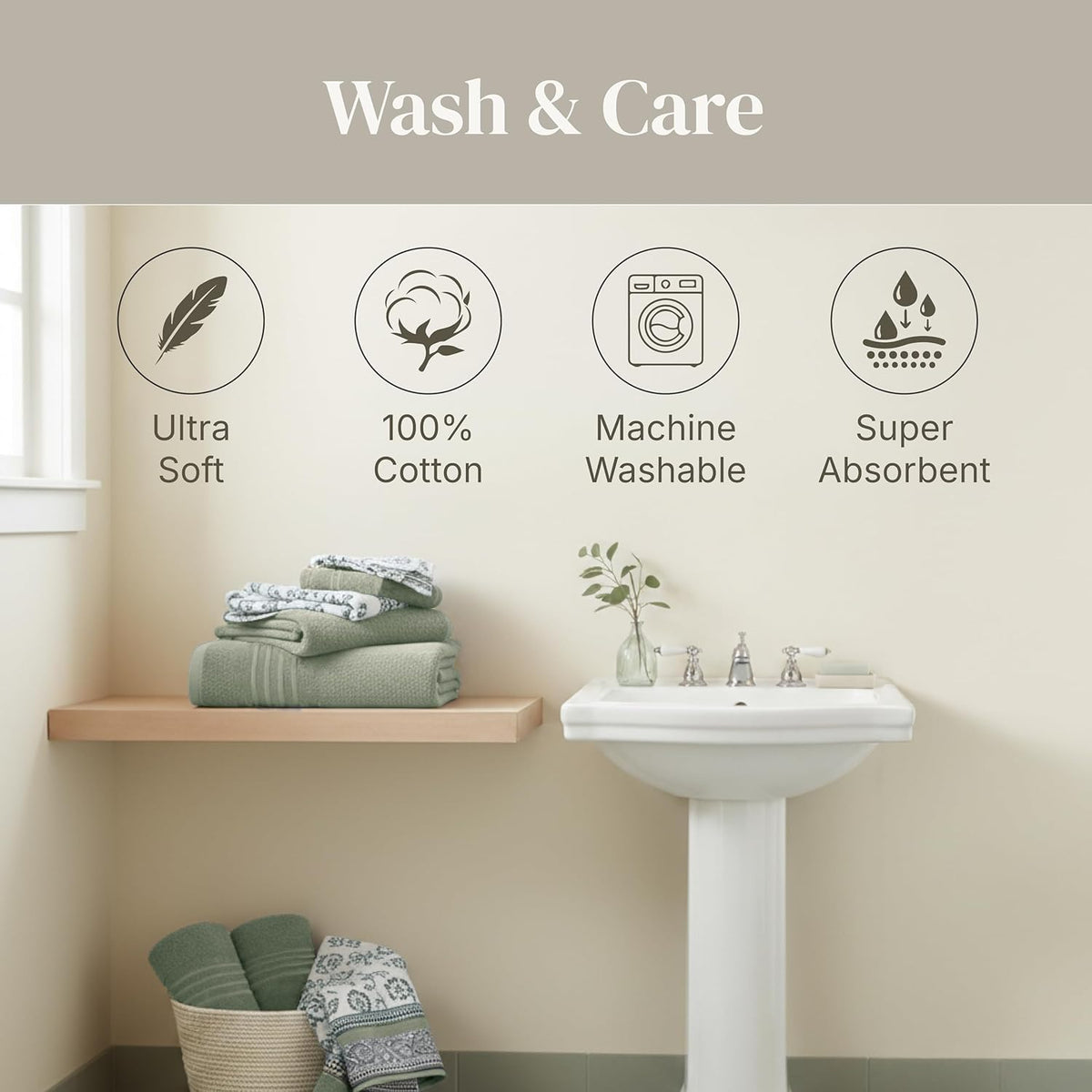 modern threads 6 piece bath towel set – on a desk or shelf