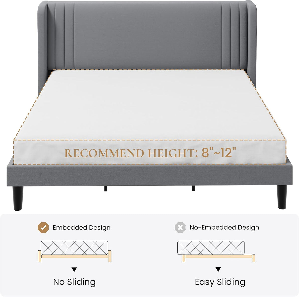sha cerlin king velvet upholstered bed frame, wingback, view 9