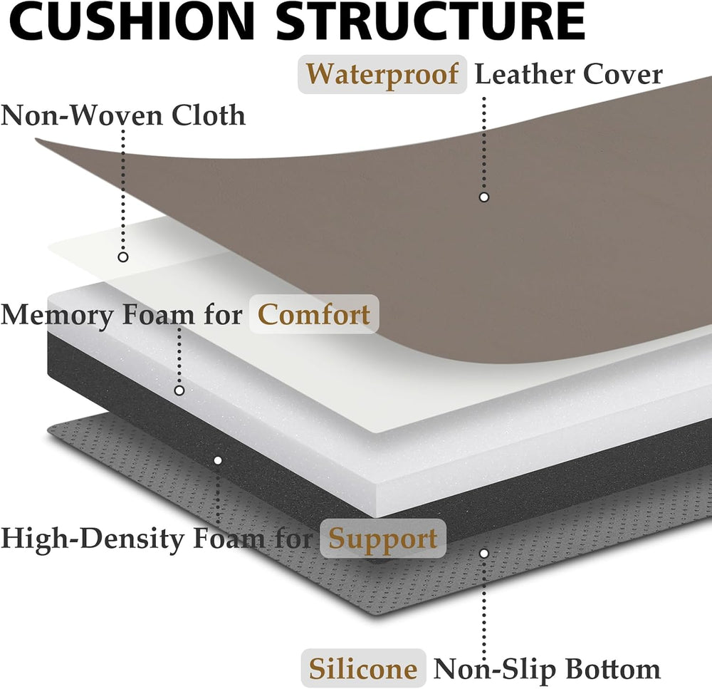 Shinnwa Waterproof Bench Cushion with Ties for Indoor Furniture, Dual-Layer M...