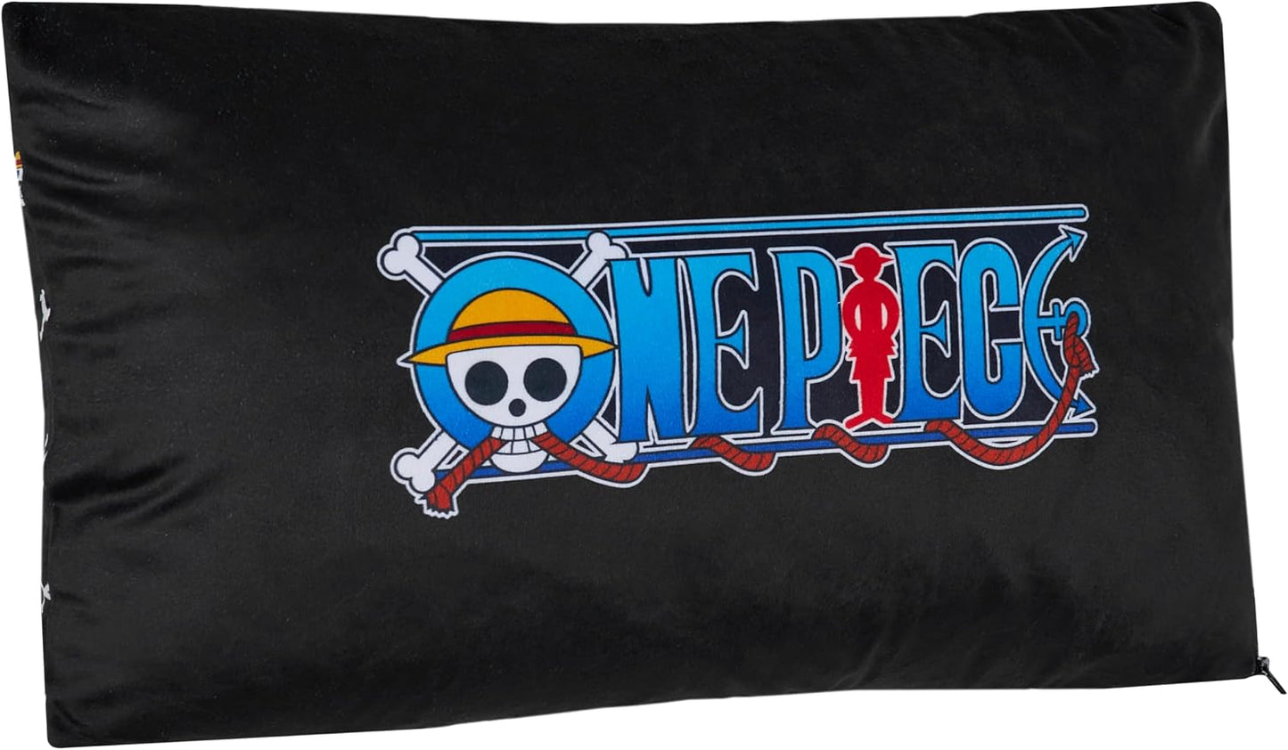 One Piece 2-Pc Cushion Cover Set, Pillow Covers for Bed, Couch, Rectangular 20x12 in, Square 14 x14 in, Luffy Straw Hat Anime Gifts for Boys