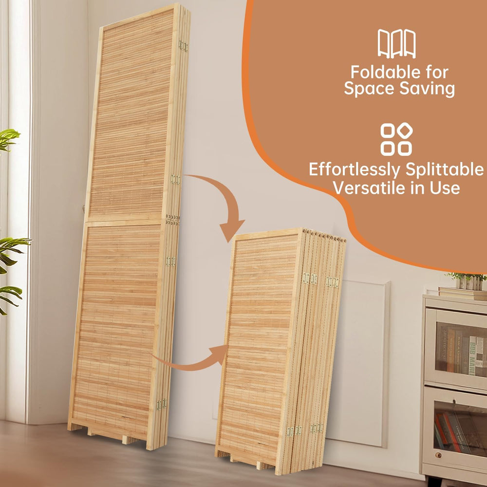 Room Divider Folding Privacy Screens,Hand-Made Natural Bamboo Room Dividers