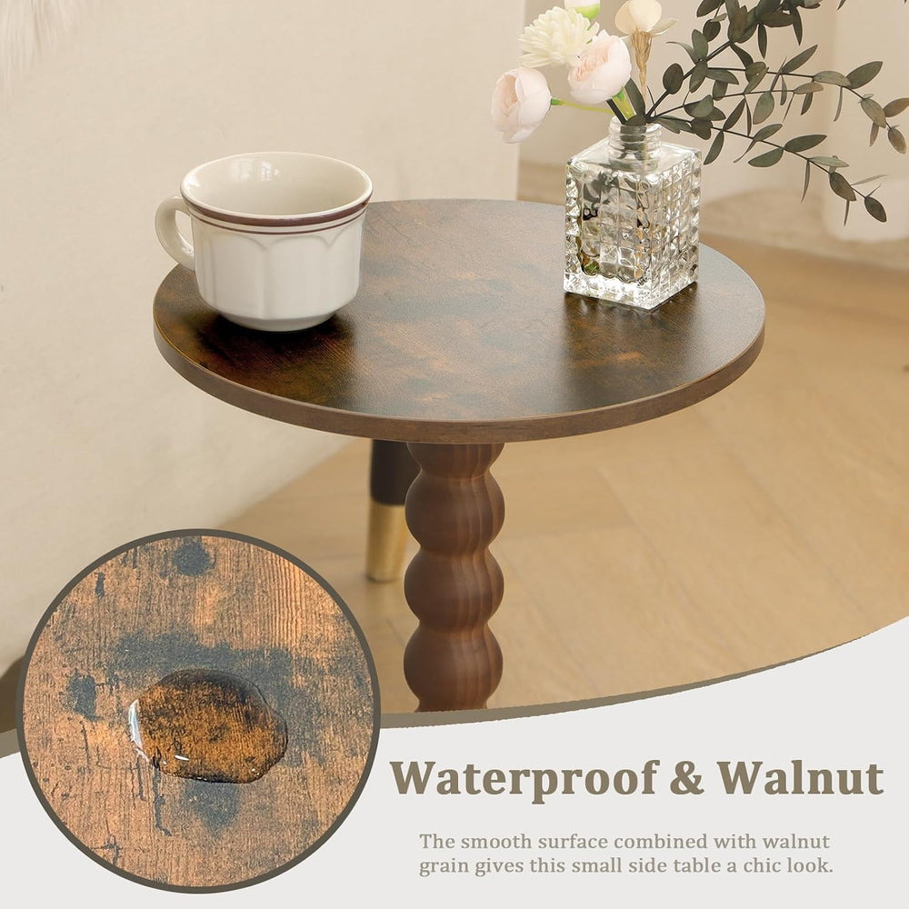 Round Side Table, Small Drink Table for Small Spaces, Modern Accent Nightstan...