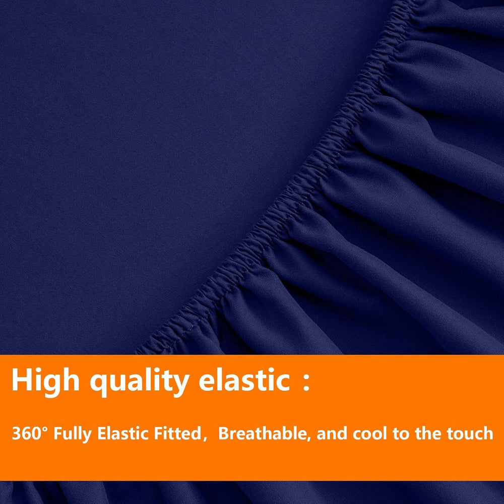 TAIMIT Navy Queen Size Comforter Set - 7 Pieces, Bed in a Bag Bedding Sets wi...