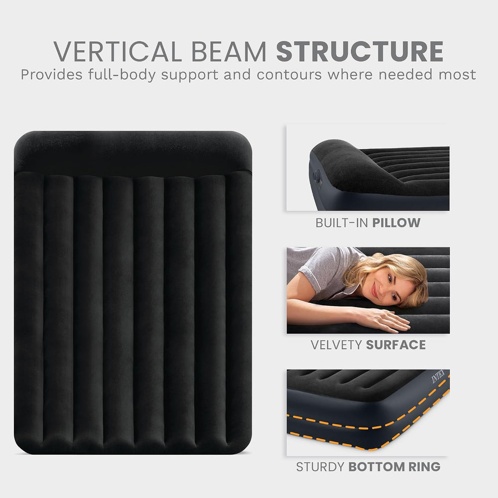 Intex 64123ED Dura-Beam Plus Pillow Rest Air Mattress: Fiber-Tech – Queen Siz...