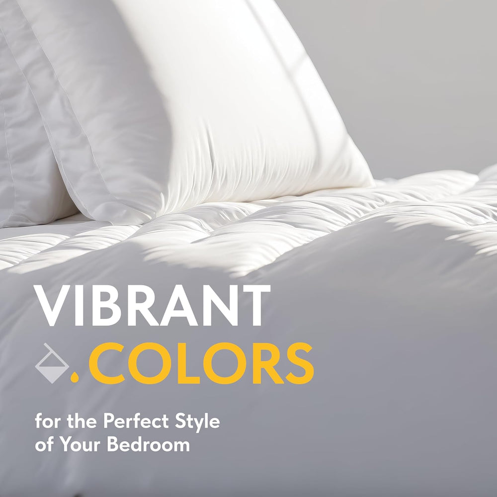 White Classic White Duvet Cover King Size, Microfiber Duvet Cover with Zipper...