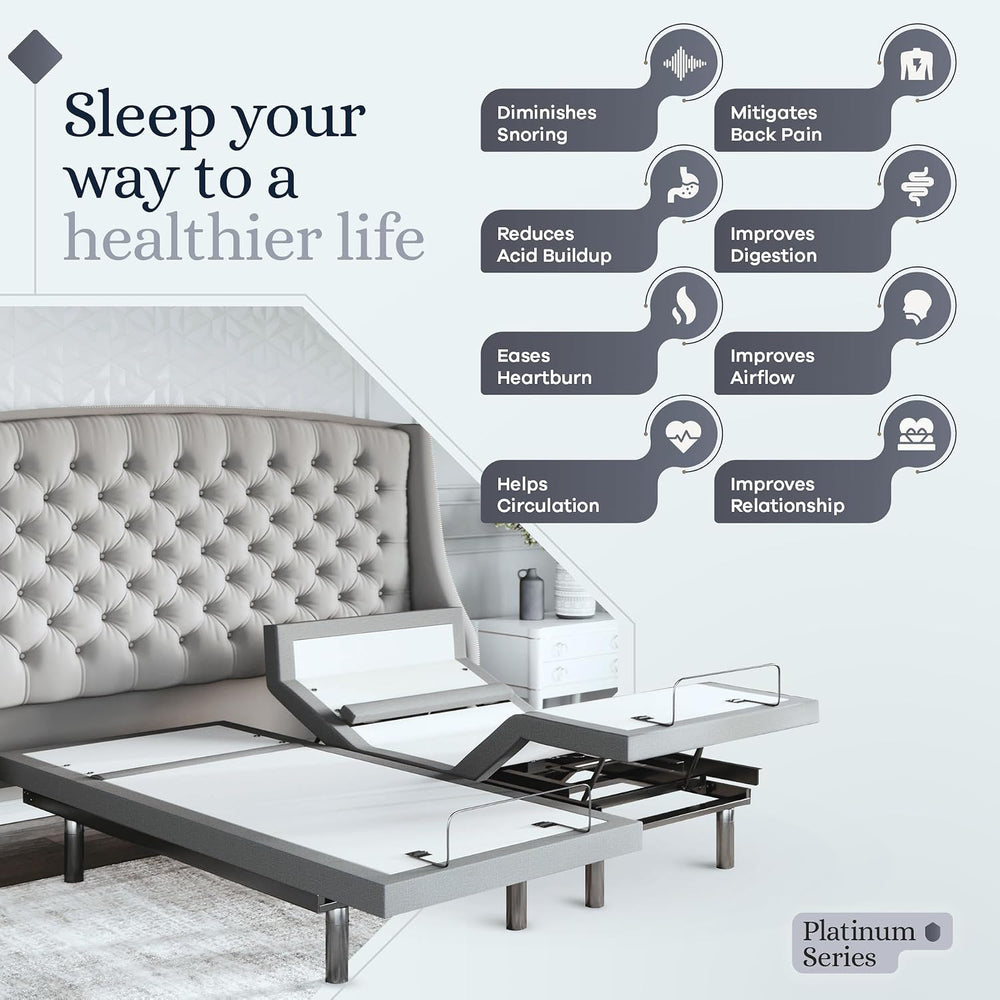Sven & Son Platinum Adjustable Bed Base Frame Only, Head and Foot Lift, L...