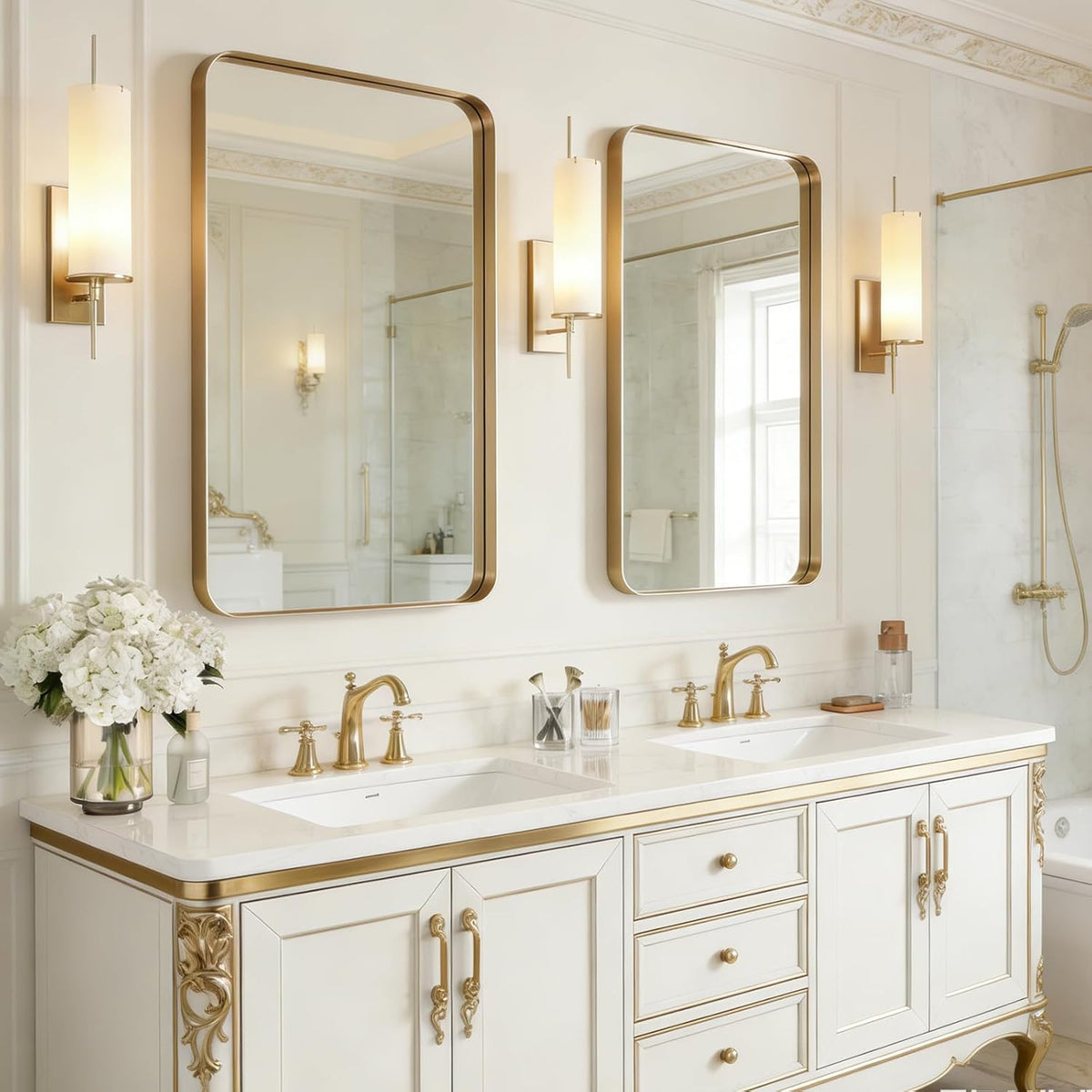 ushower gold bathroom mirrors for over sink 24"x36", view 9