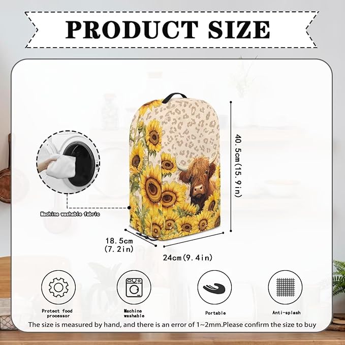 Leopard Cow Sunflower Blender Cover Stand Mixer Covers Anti Fingerprint Dust - Image 5