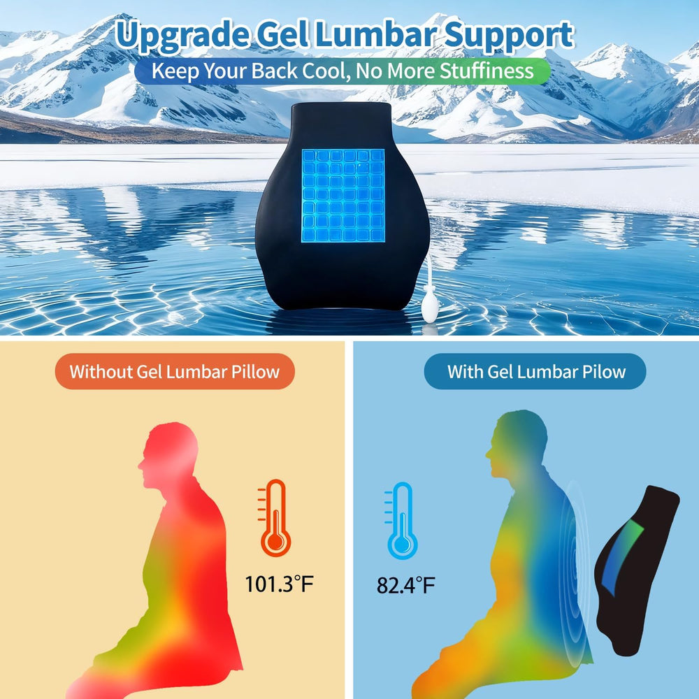 Adjustable Lumbar Support Pillow with Cooling Gel, Full Back Pain Relief