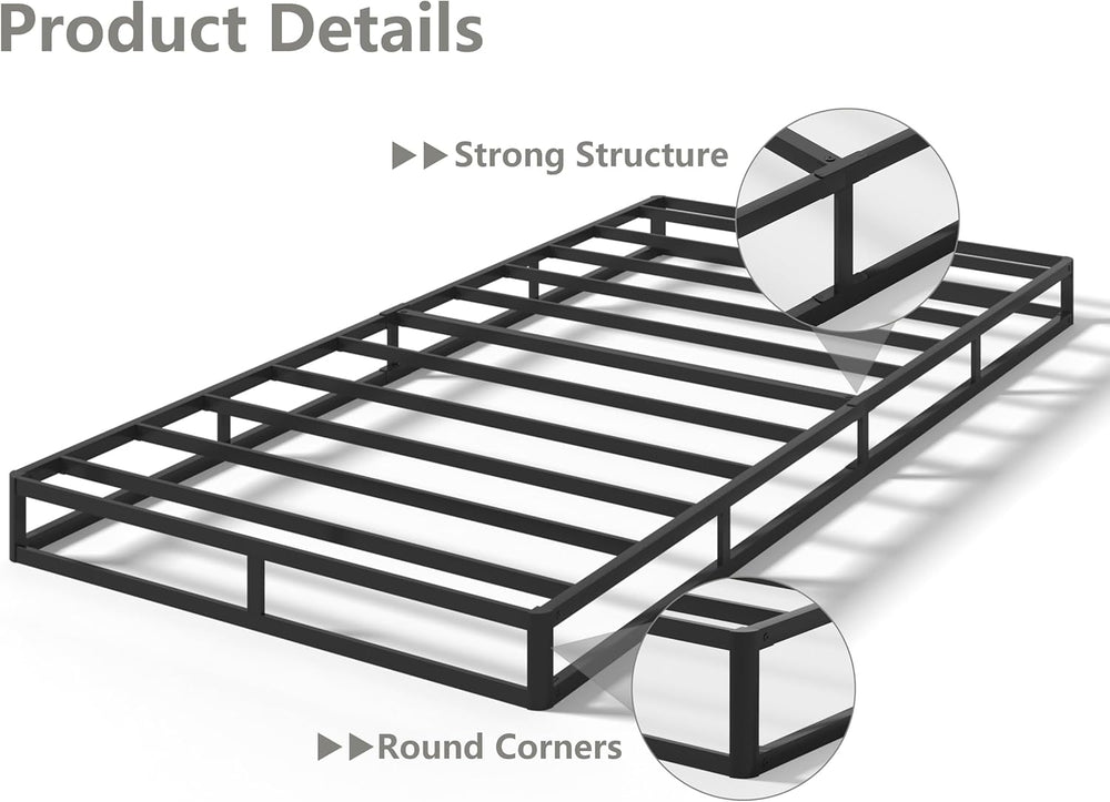 5 Inch Twin Size Box Spring with Fabric Cover, Heavy Duty Metal Mattress Foun...