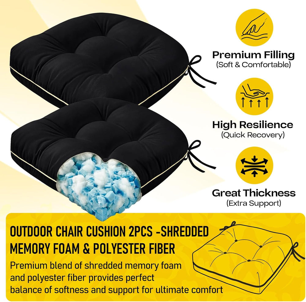 1 MIDDLE ONE Outdoor Chair Cushions Set of 2, Outdoor Cushions for Patio Furn...