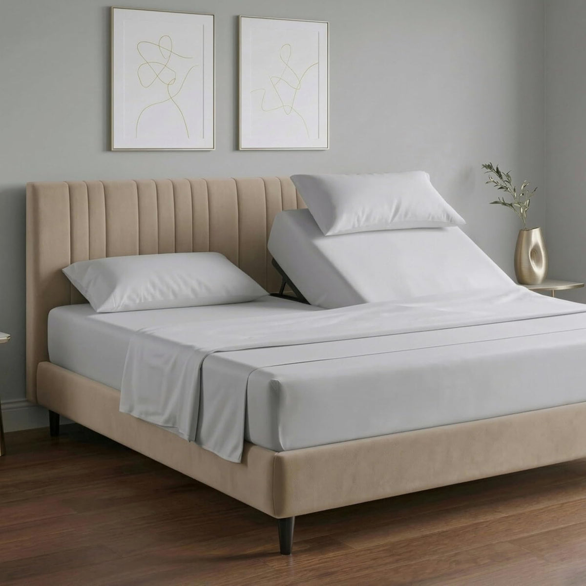 100% egyptian cotton 34" split top king sheets, main product view