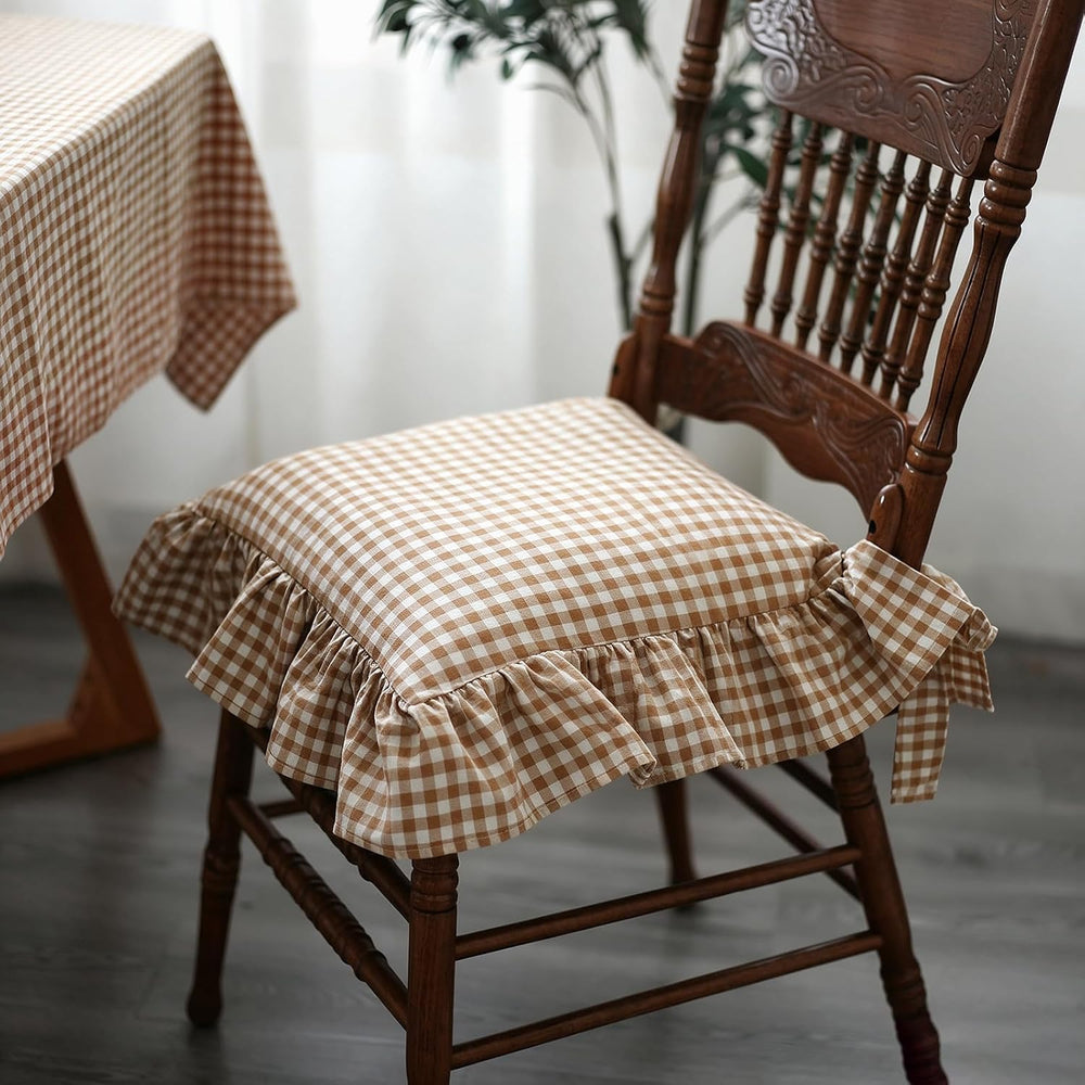 4 Pcs Taupe Ruffle Chair Cushion Covers, 17.5"x17.5" Square,Covers ...