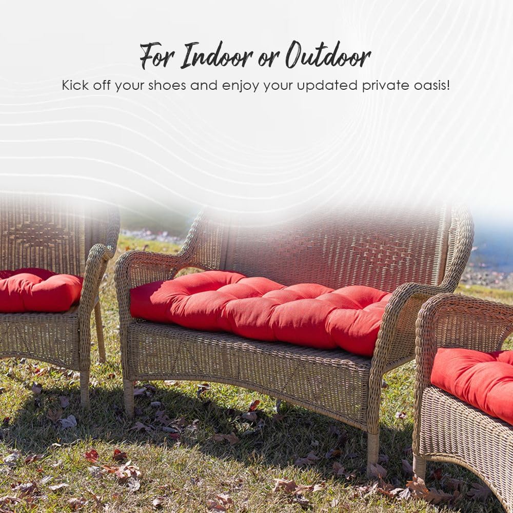 RSH DECOR 3Piece Wicker Tufted Outdoor Chair Cushions for Patio Furniture, Cr...